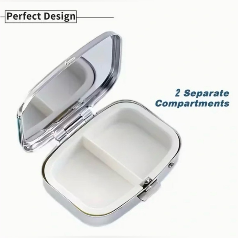 Squirrel Nature Inspired Pill Organizer 2-Compartment Compact Pill Case New - Picture 7 of 8